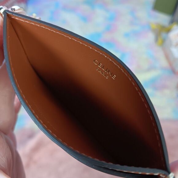 CELINE  Smooth Calfskin Cuir Triomphe Card Holder Tan - Picture 6 of 7